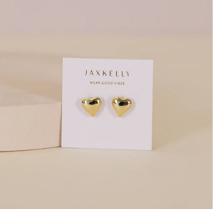 JaxKelly Puffed Gold Heart Earrings
