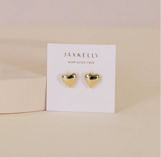 JaxKelly Puffed Gold Heart Earrings
