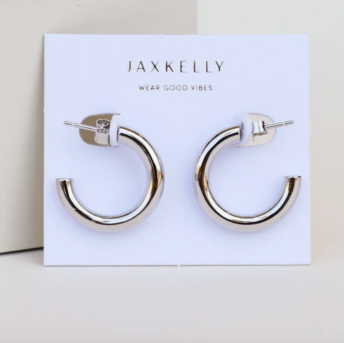 JaxKelly Silver Hoop Smooth Earrings
