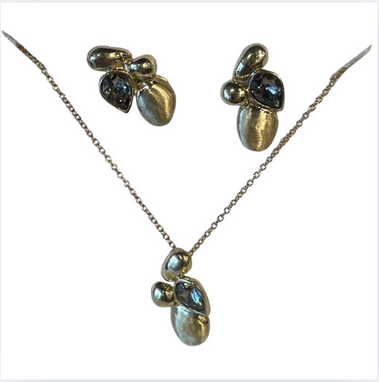 Kalliope Black Diamond Crystal Necklace and Earrings Set
