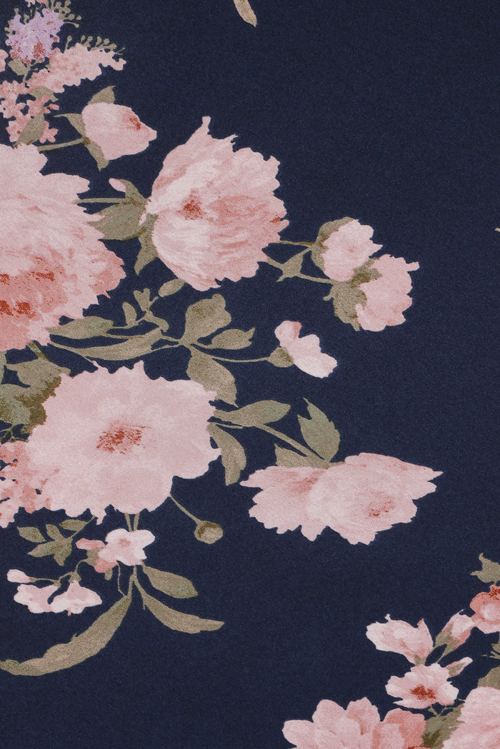 Petal and Pup USA BOTTOMS Kenna Satin Midi Skirt - Navy Floral