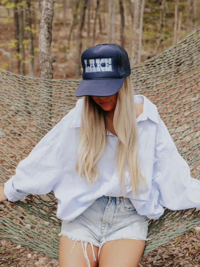 navy lake trucker hat Charlie southern popular