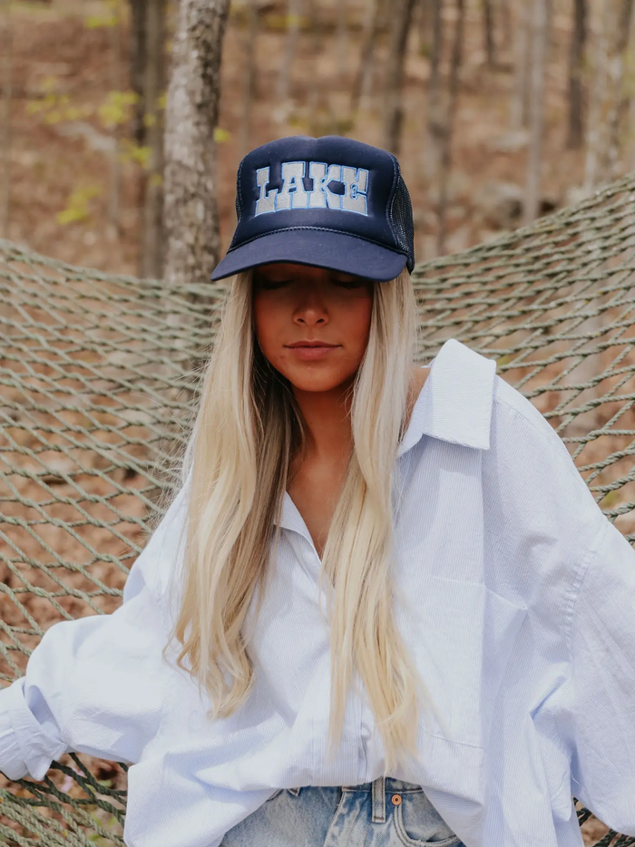 Charlie southern navy lake trucker hat affordable