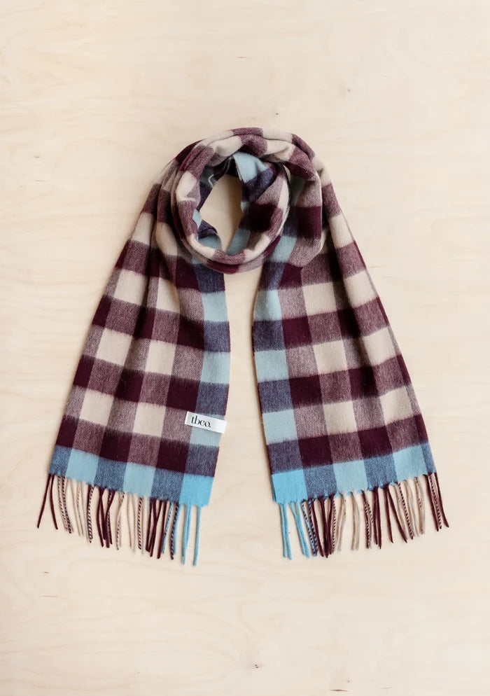 LAMBSWOOL OVERSIZED SCARF CAMEL GINGHAM