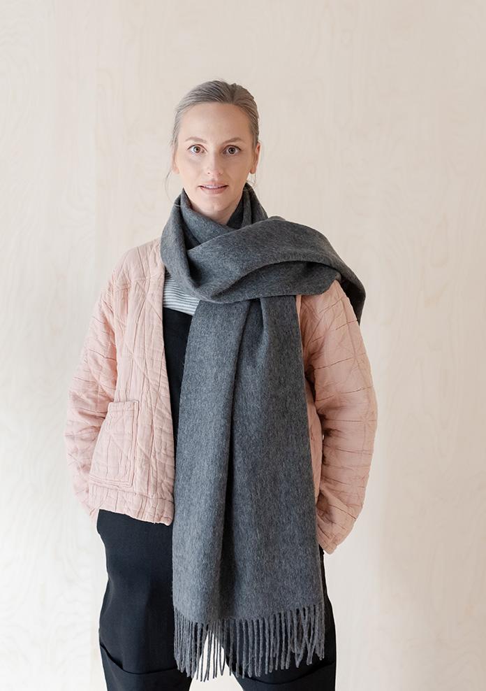 LAMBSWOOL OVERSIZED SCARF CHARCOAL  MELANGE