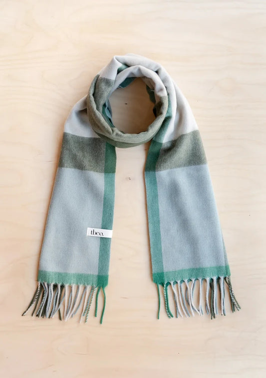LAMBSWOOL OVERSIZED SCARF GREEN BLOCK CHECK