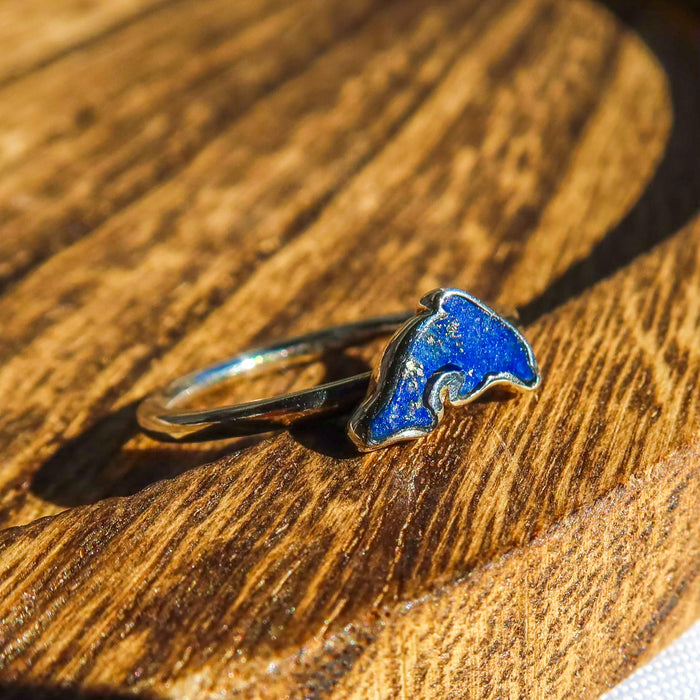 Lapis Lazuli Dolphin 925 Sterling Silver Ring | December Birthstone Unique Jewelry