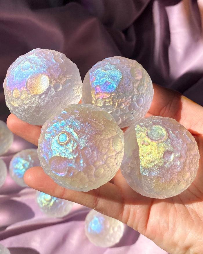 Large Angel Aura Quartz Full Moon