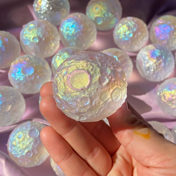 Large Angel Aura Quartz Full Moon