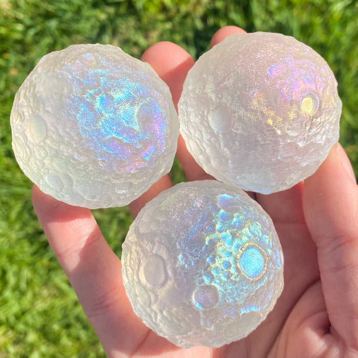 Large Angel Aura Quartz Full Moon