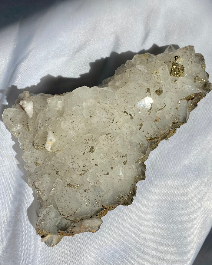 Large Quartz with Green Fluorite & Pyrite Specimen