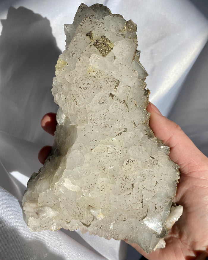 Large Quartz with Green Fluorite & Pyrite Specimen