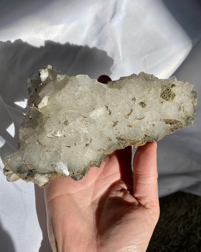 Large Quartz with Green Fluorite & Pyrite Specimen