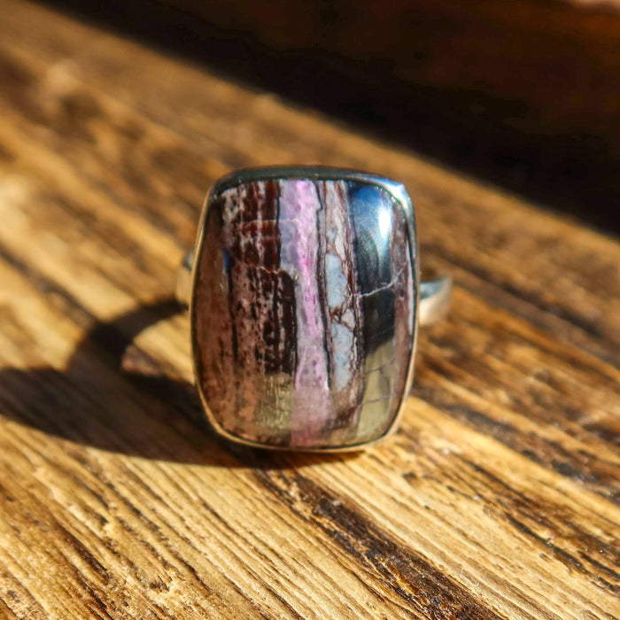 Large Sugilite 925 Sterling Silver Adjustable Ring | One-of-a-Kind Unique Jewelry