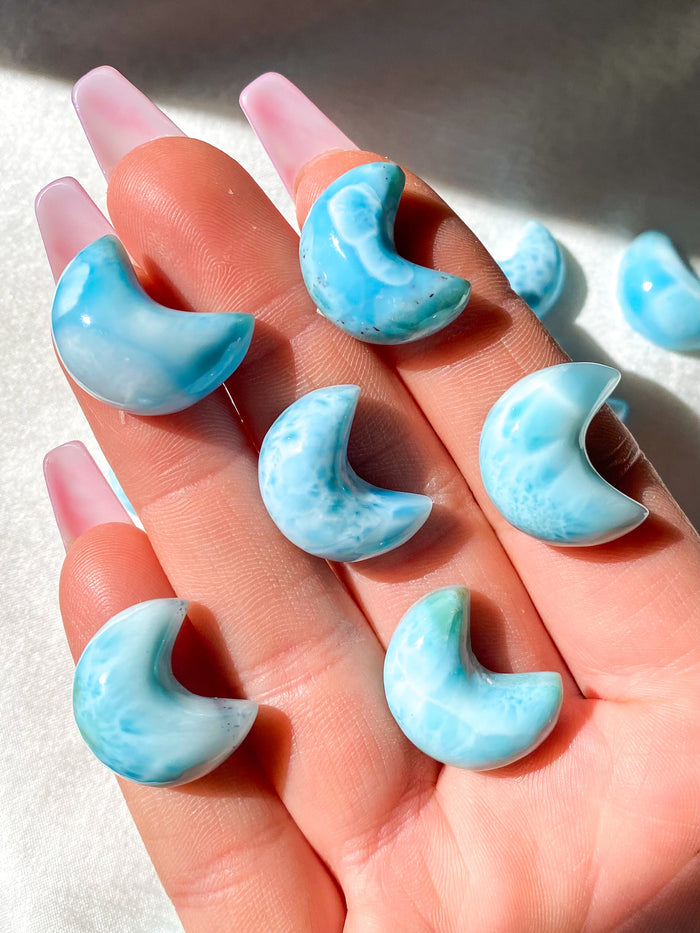 Larimar Crescent Moon Cabochon