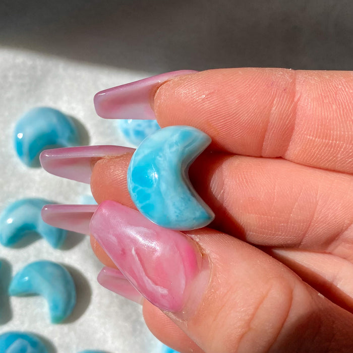 Larimar Crescent Moon Cabochon