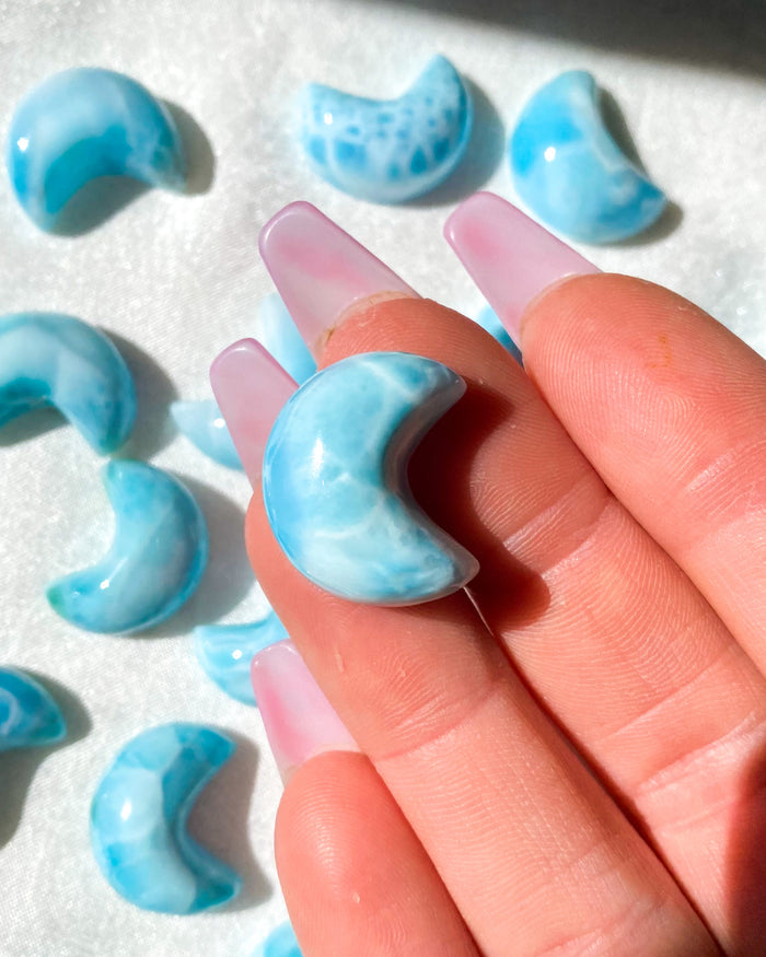 Larimar Crescent Moon Cabochon