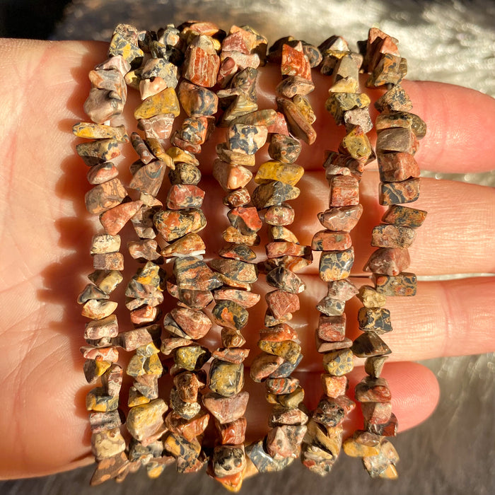 Leopardskin Jasper Chip Bracelet