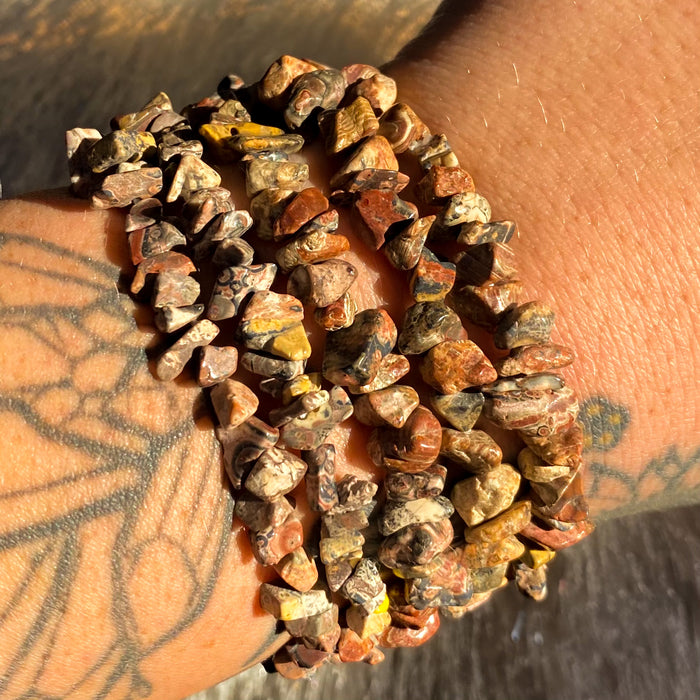 Leopardskin Jasper Chip Bracelet