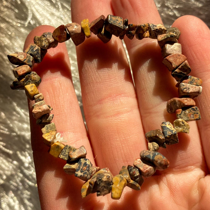 Leopardskin Jasper Chip Bracelet