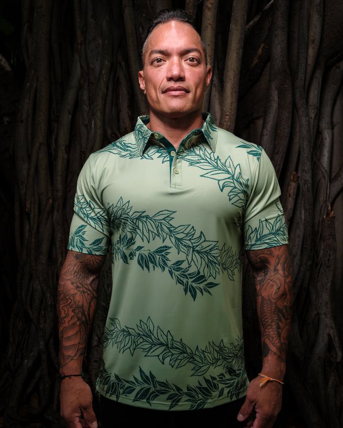 "Maile 2026" Forest Greens - OGA Men's Polo - Tonal Forest Green