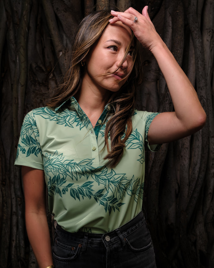 "Maile 2026" Forest Greens - OGA Women's Polo - Tonal Forest Green