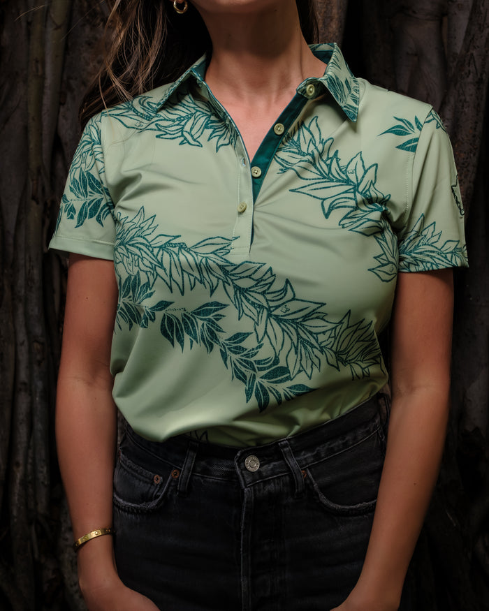 "Maile 2026" Forest Greens - OGA Women's Polo - Tonal Forest Green