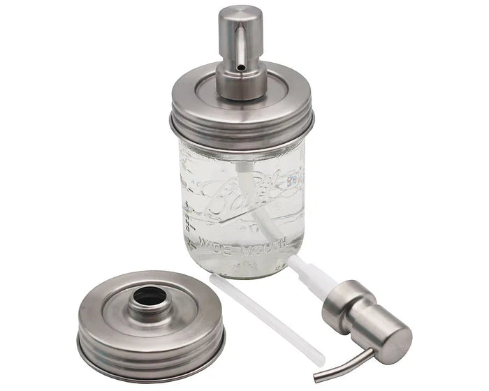 MASON JAR SOAP PUMP DISPENSER-SATIN STEEL