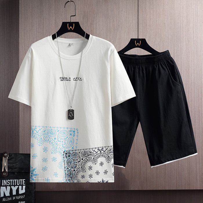 Men’s Cotton Summer Sports Set – T-Shirt & Shorts