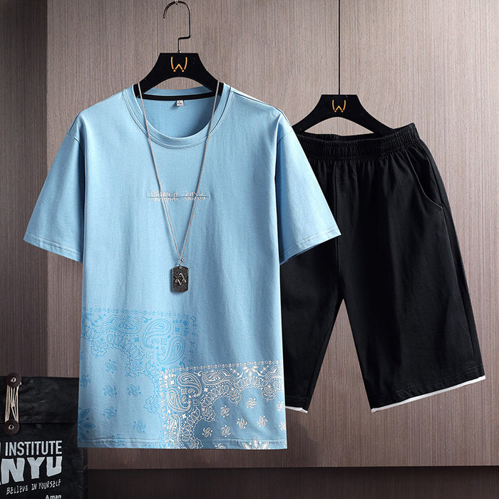 Men’s Cotton Summer Sports Set – T-Shirt & Shorts