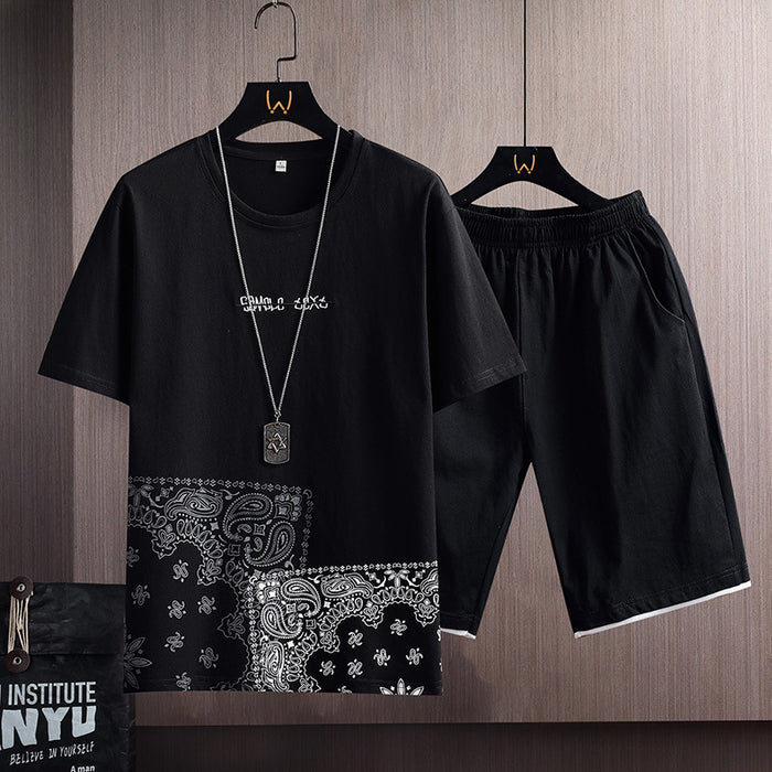 Men’s Cotton Summer Sports Set – T-Shirt & Shorts