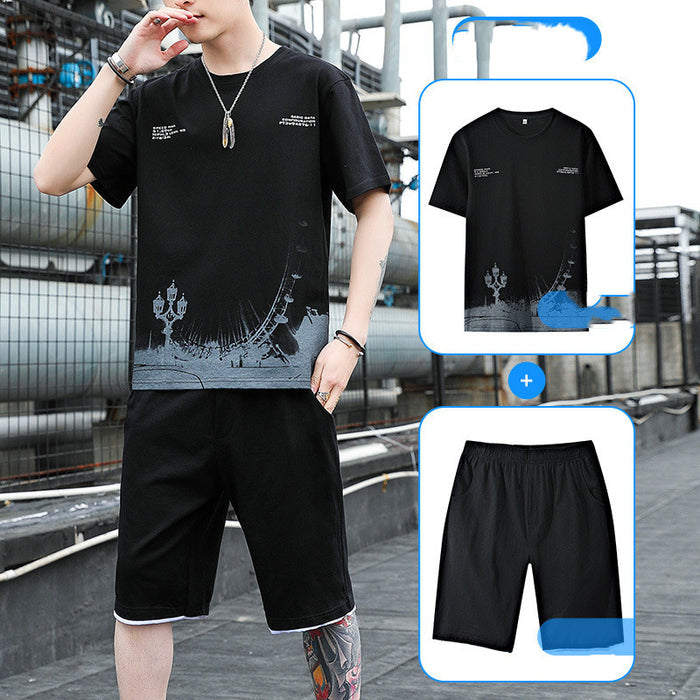 Men’s Cotton Summer Sports Set – T-Shirt & Shorts
