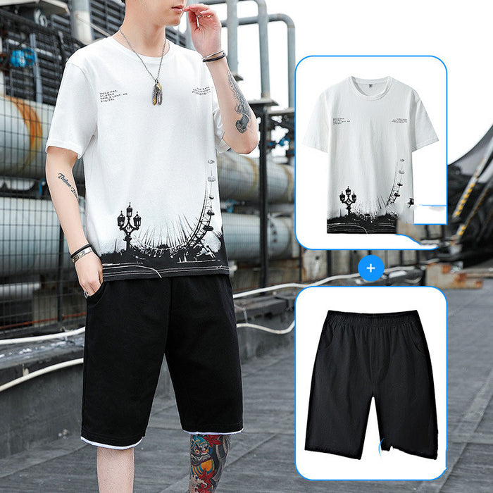 Men’s Cotton Summer Sports Set – T-Shirt & Shorts