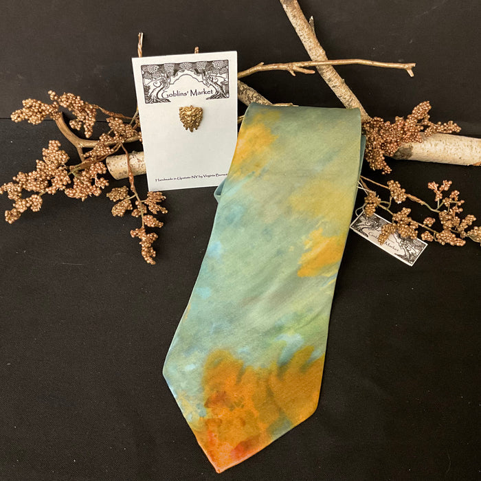 Men's Ice Dyed Silk Tie - Turquoise
