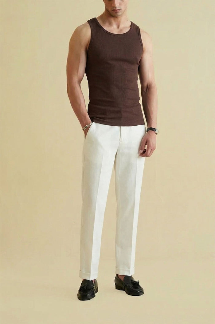 Men's Ribbed Vest - Dark Brown