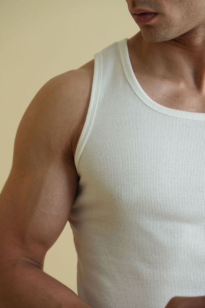 Men's Ribbed Vest - White