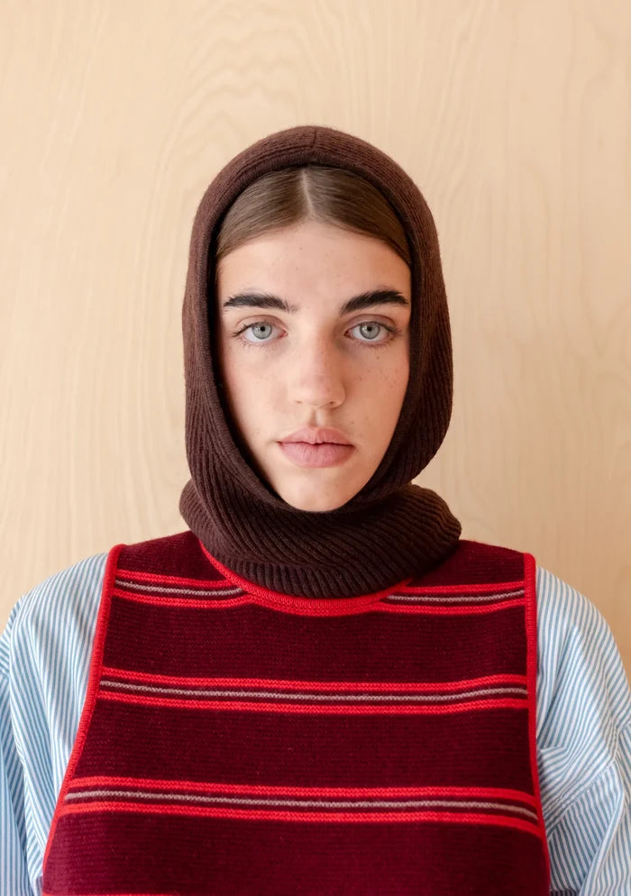 MERINO HOOD IN BROWN TWO TONE