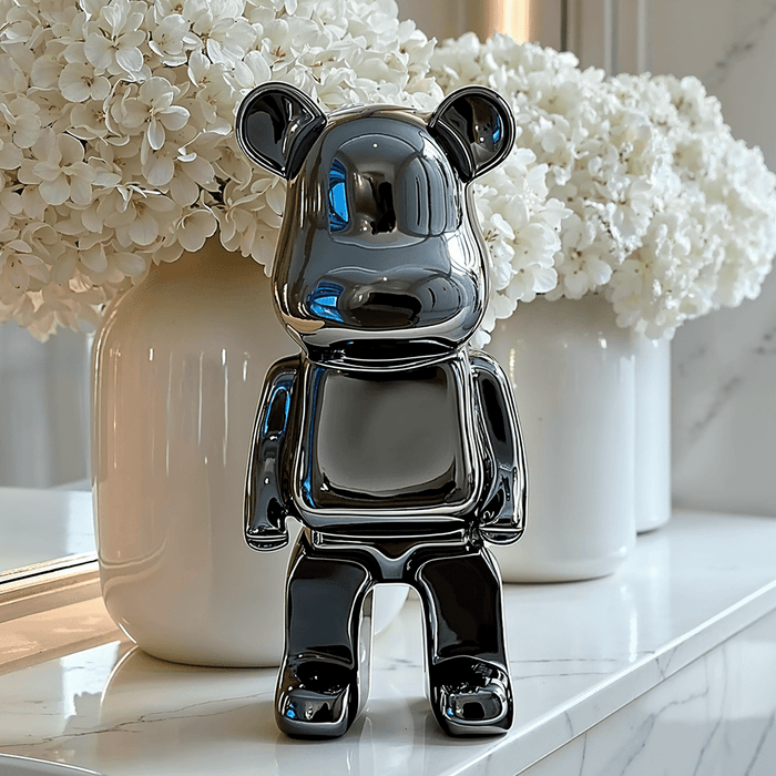 Mini Black Pearlescent Standing Bear Ornament Accessories