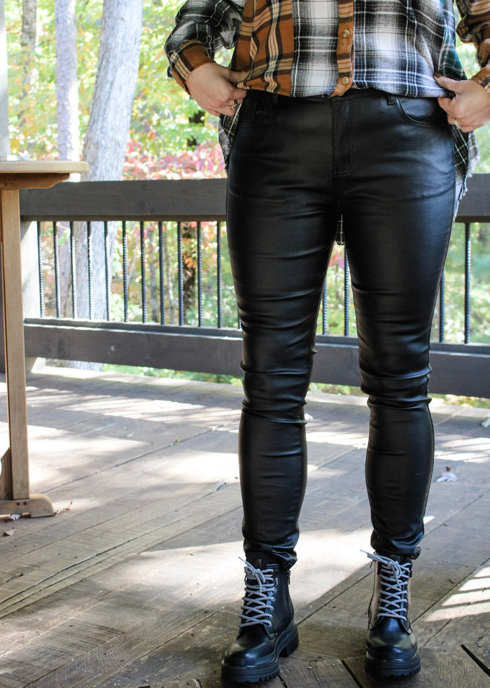 Molly Bracken Coated Slim Pant - Black