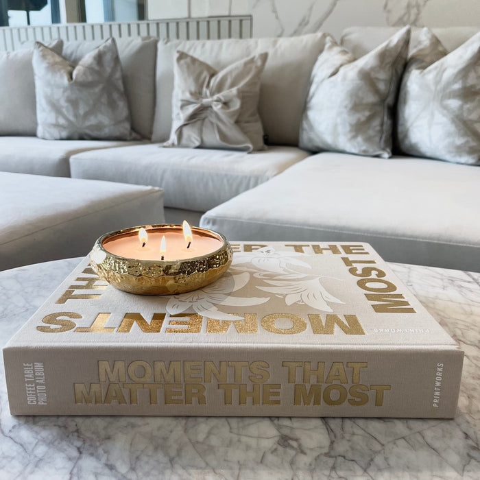 'Moments that Matter the Most' Beige & Gold Luxury Photo Album Accessories