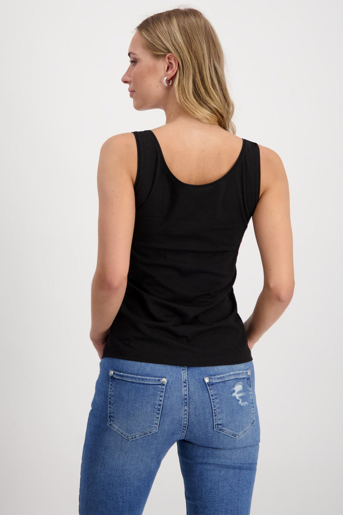 Monari 408363 Black Vest Top - Dotique