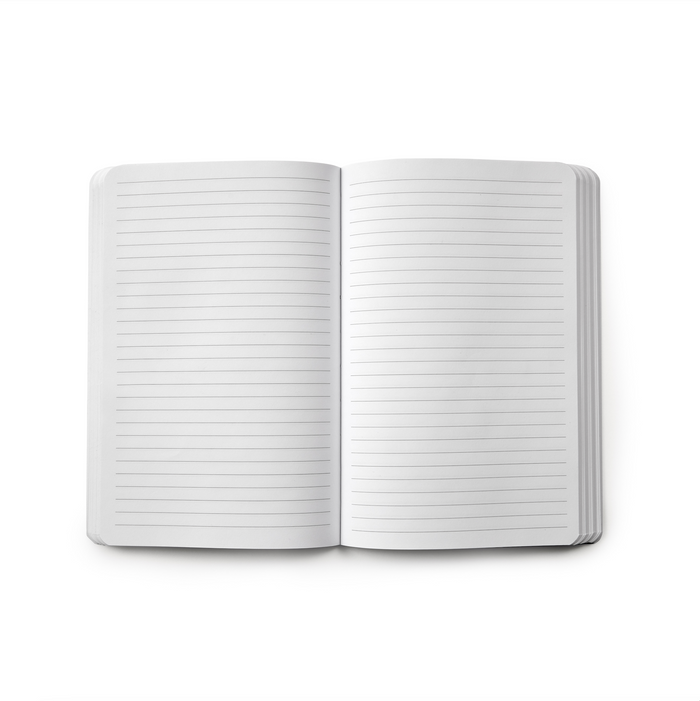 Green monogram notebook with blank lined pages, perfect for stylish note-taking and journaling.
