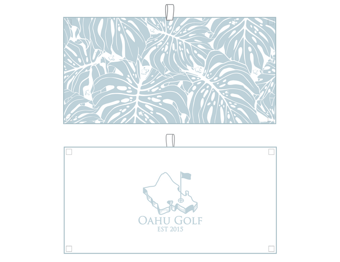 "Monstera 2.0" Large Golf Towel - OGA Large Towel - Haupia / Gray