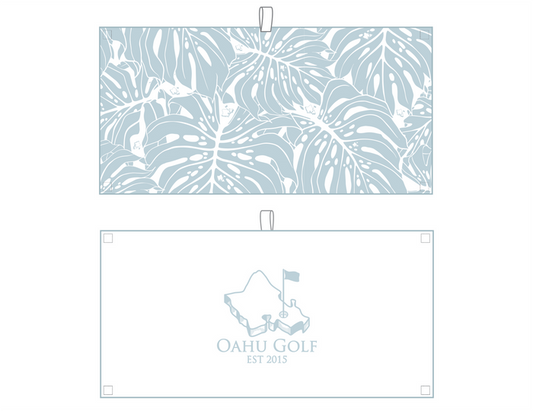 "Monstera 2.0" Large Golf Towel - OGA Large Towel - Haupia / Gray
