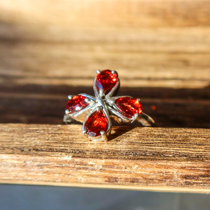 Multi Faceted Garnet 925 Sterling Silver Ring | January Birthstone Unique Jewelry 444