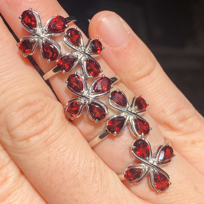 Multi Faceted Garnet 925 Sterling Silver Ring | January Birthstone Unique Jewelry 444