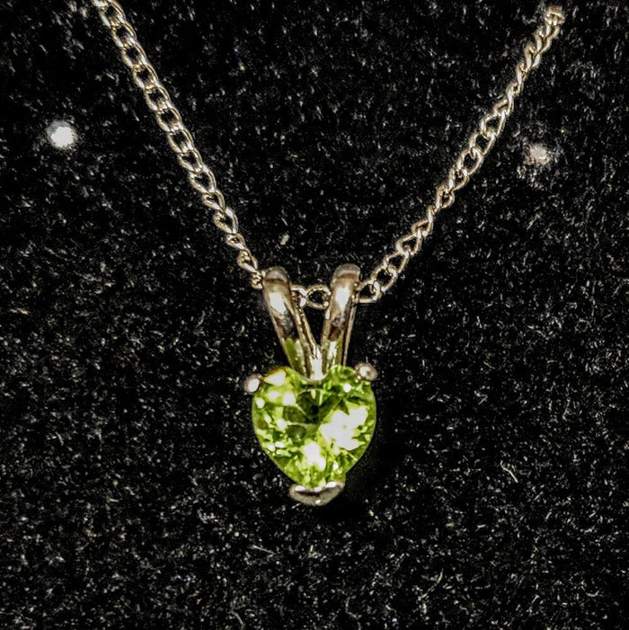 Natural Birthstone Heart Pendant, Solid Sterling Silver or Solid 14kt White or Yellow Gold, 5mm, Children's Jewelry, Fine Jewelry, Petite