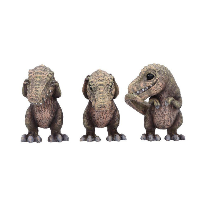 Nemesis Now 4 Inch Resin Collectible Figurine Set - Three Wise Tyrannosaurus Rex (See No, Hear No, Speak No)