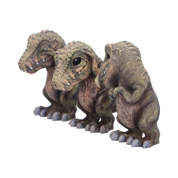 Nemesis Now 4 Inch Resin Collectible Figurine Set - Three Wise Tyrannosaurus Rex (See No, Hear No, Speak No)