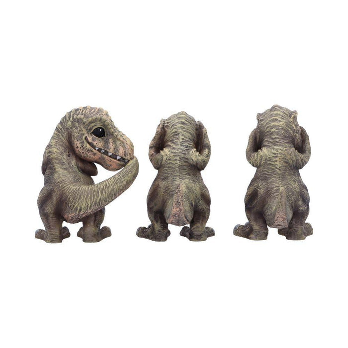 Nemesis Now 4 Inch Resin Collectible Figurine Set - Three Wise Tyrannosaurus Rex (See No, Hear No, Speak No)